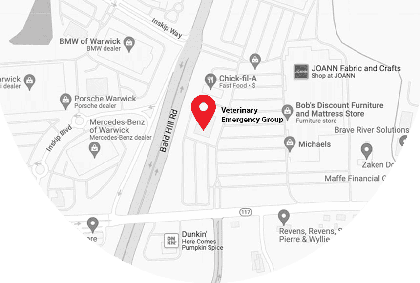 map of emergency vet in warwick, ri